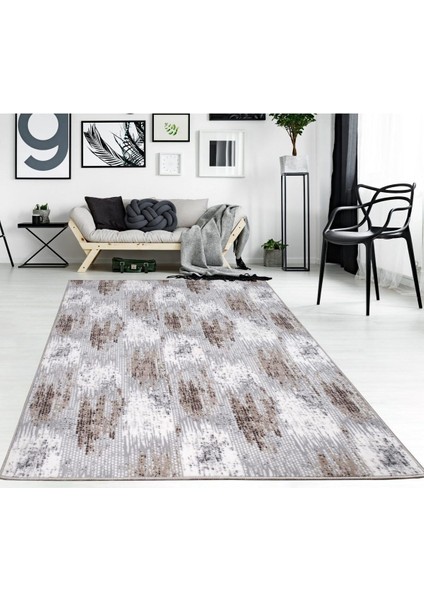 150 x 400 cm Kahve - Kaymaz Tabanlı, Dekoratif ve Yıkanabilir