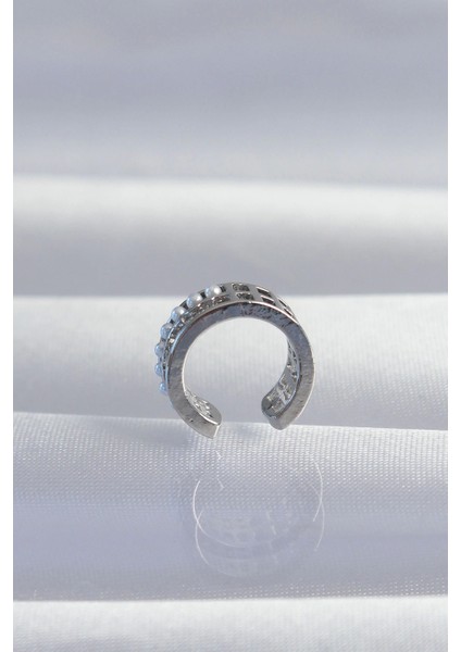 Pirinç Gümüş Renk Incili Baget Taşlı Earcuff Küpe - TJ-BKP9338 fiyatları