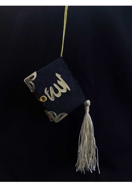 Allah Yazılı Siyah Renkli Kadife Mini Kuran-I Kerim Sallantılı Püsküllü Araç Dikiz Aynası Süsü