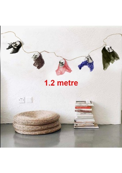 Ip Üzeri 5 Adet Kuru Kafa Asmalı Süs 1.2 Metre (4887)