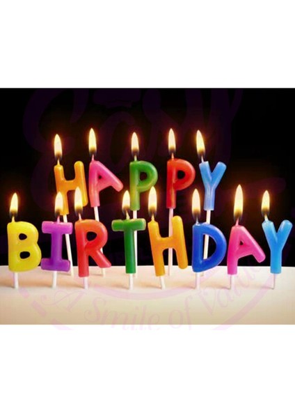 Rengarenk Happy Birthday Yazılabilen Doğum Günü Mumu (4887)