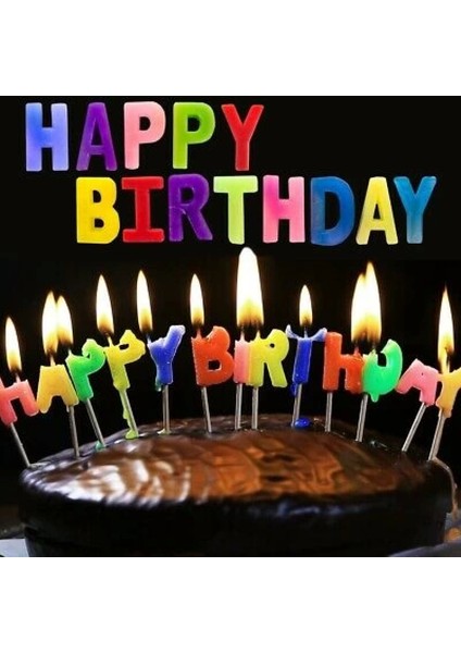 Rengarenk Happy Birthday Yazılabilen Doğum Günü Mumu (4887)