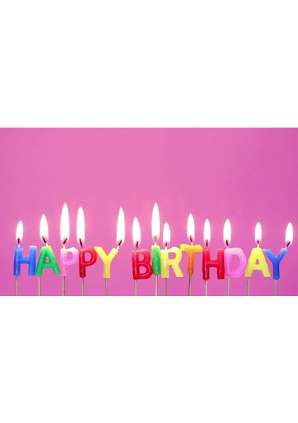 Rengarenk Happy Birthday Yazılabilen Doğum Günü Mumu (4887)