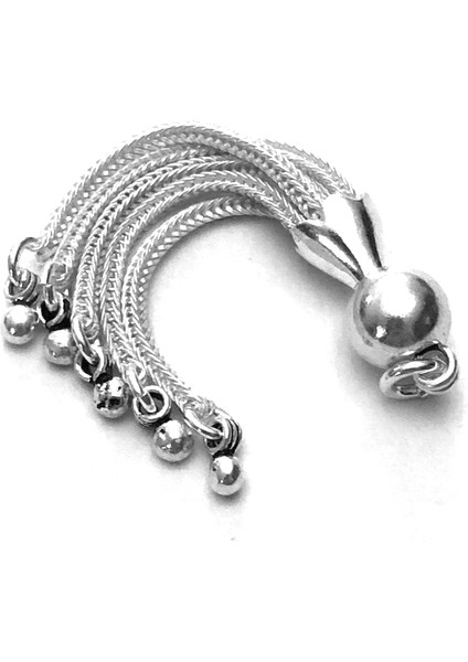 Kolye Küpe Tesbih Için 925 Ayar Gümüş Püskül 5 cm 8 mm 5 Gram No. 7005
