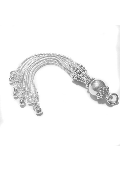 Kolye Küpe Tesbih Için 925 Ayar Gümüş Püskül 8 cm 7.7 Gram No. 5940