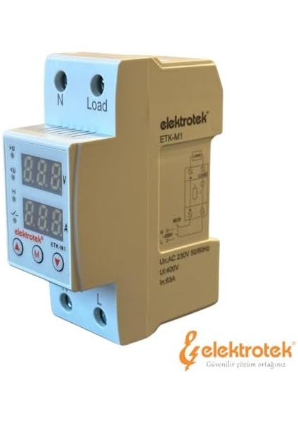Etk-M1 Monofaze Gerilim ve Akım Koruyucu 63A 230V Dın Ray Ayarlanabilir Röle modelleri
