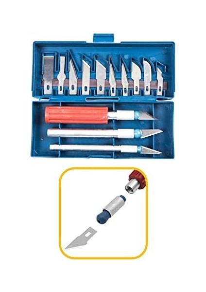Zanaat 16 Parça Hobi Gravür Ahşap Heykel Çömlek Oyma Şekil Verme 13 Maket Bıçak Neşter Seti