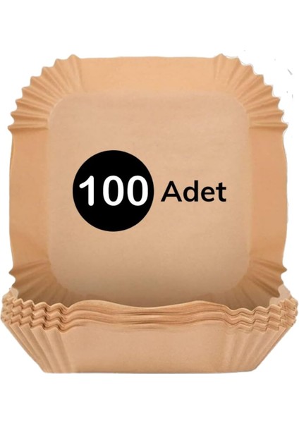 100 Adet Air Fryer Pişirme Kağıdı Tek Kullanımlık Hava Fritöz Yağ Geçirmez Yapışmaz Gıda Pişirme Kağıdı Kare Tabak Model