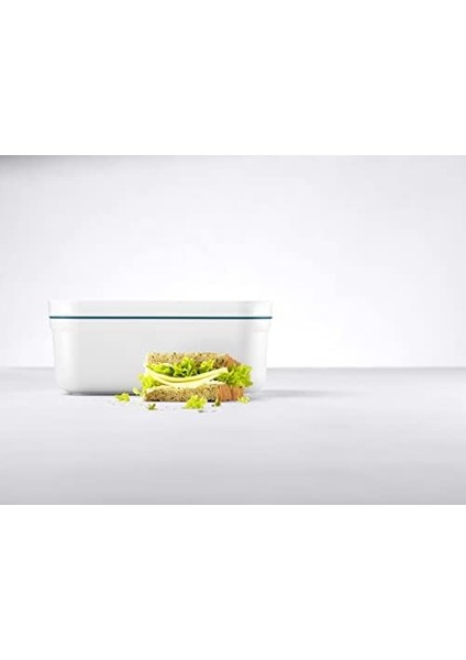 Fresh & S Vakumlu Yemek Taşıma Kabı, M, Plastik, Beyaz-Akdeniz Mavisi