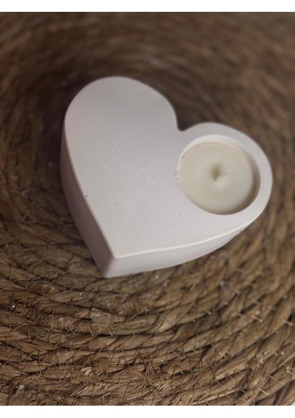 Kalp Şeklinde Beton Tealight Mumluk / Mum