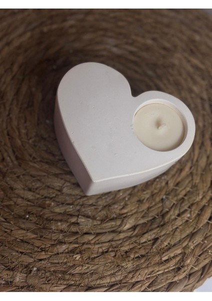 Kalp Şeklinde Beton Tealight Mumluk / Mum