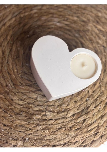 Kalp Şeklinde Beton Tealight Mumluk / Mum