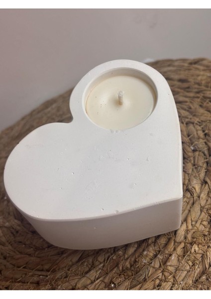 Kalp Şeklinde Beton Tealight Mumluk / Mum