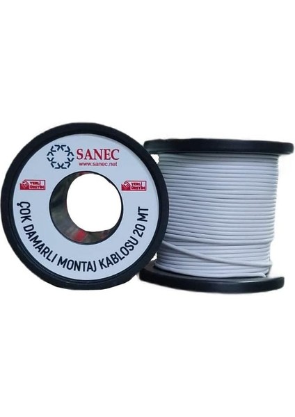 Çok Damarlı Montaj Kablosu - 22 Awg - 20 Metre - Beyaz