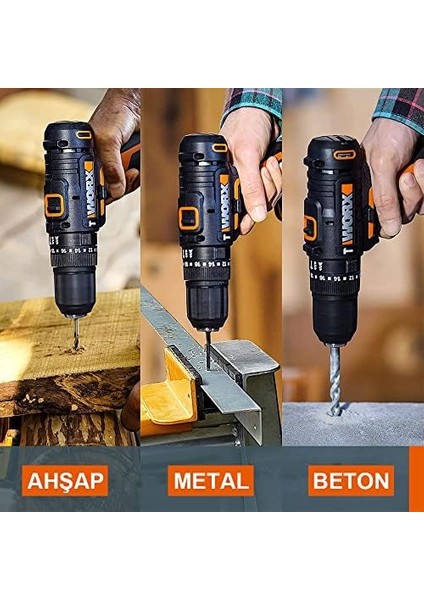 WX370 20V/2AH Li-On Çift Akülü Profesyonel Şarjlı Darbeli Matkap + 30 Parça Aksesuar Seti