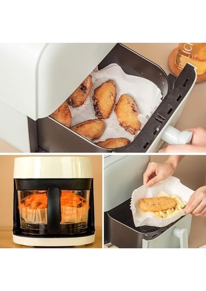 Home Beyaz Airfryer Pişirme Kağıdı, Fritöz Yağlı Kağıdı, Yanmaz Kağıt 50 Adet (Kare) (50)