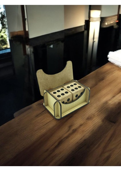 Doğal Ahşap Zar ve Kutusu, Masa Süsü Dekoratif Süs Zar ( 3,5 cm ) fırsatları