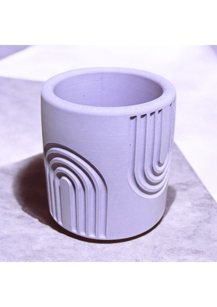 Spiral Desenli Beton Saksı/mumluk.