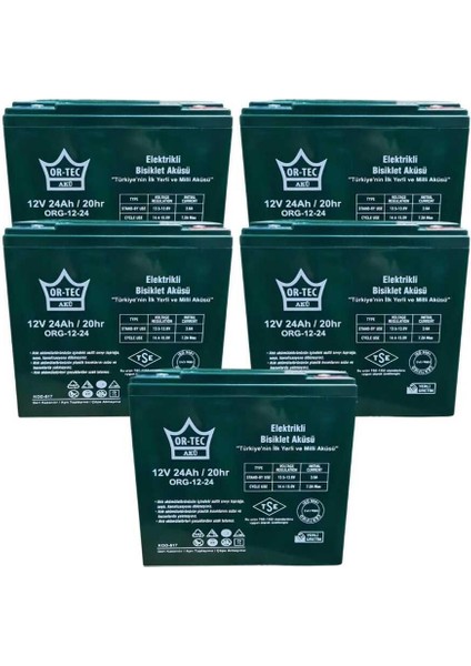 Ortec 12V 24AH Elektrikli Motosiklet Aküsü 5'li Set
