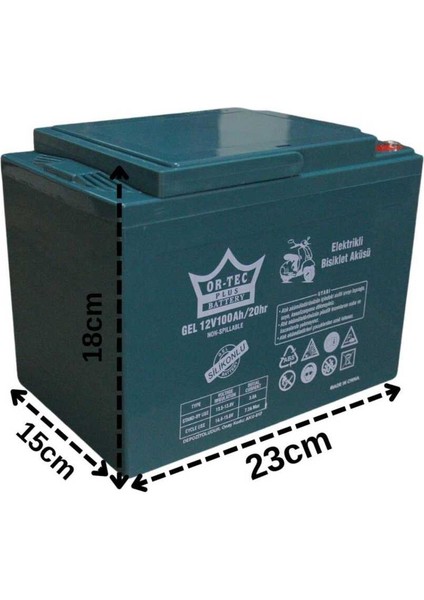 Ortec Plus 12V 100AH Elektrikli Motosiklet Aküsü