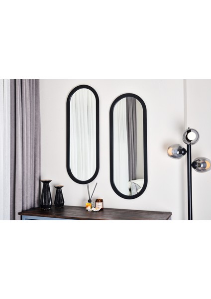 Ovaline Oval Siyah Ikili Duvar Salon Konsol Aynası 35 x 95 cm modelleri