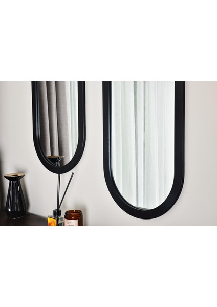 Ovaline Oval Siyah Ikili Duvar Salon Konsol Aynası 35 x 95 cm fırsatları