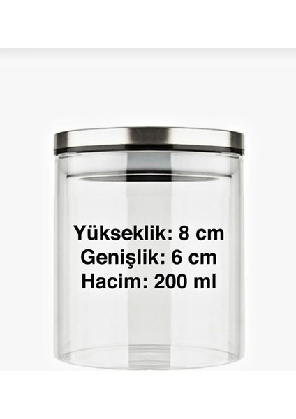 Borosilik Cam Metal Kapaklı Baharatlık Vakumlu Saklama Kavanozu 200 ml modelleri