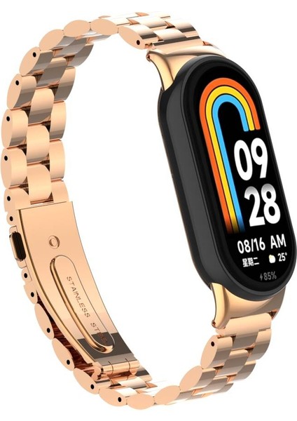 Xiaomi Mi Band 8/mi Band 9 Ile Uyumlu Ayarlanabilir Paslanmaz Çelik Kordon + Kordon Ayarlama Aparatı