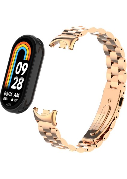 Xiaomi Mi Band 8/mi Band 9 Ile Uyumlu Ayarlanabilir Paslanmaz Çelik Kordon + Kordon Ayarlama Aparatı