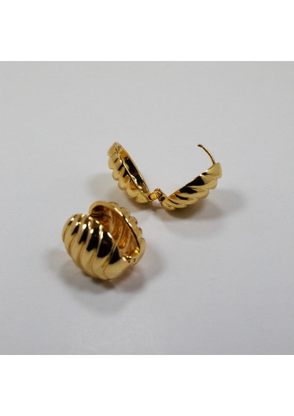 Çift Taraflı Badem Model Çelik Gold Küpe