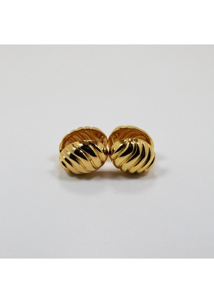 Çift Taraflı Badem Model Çelik Gold Küpe