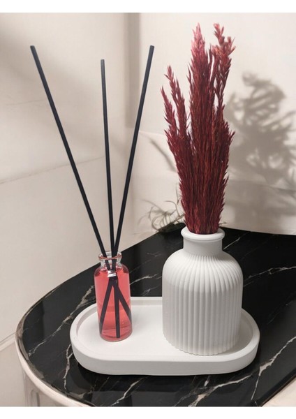 Dekoratif Bambu Koku ve Vazo Seti - Koku ve Şık Minimalist Masaüstü Dekoru - Küçük Boy