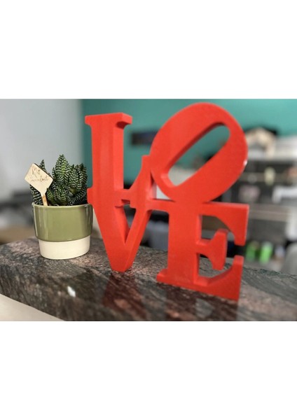 Dekoratif "love" Yazılı Biblo - Aşk ve Sevgi Temalı Şık Masaüstü Süsü Ev ve Ofis Dekoru Hediyelik