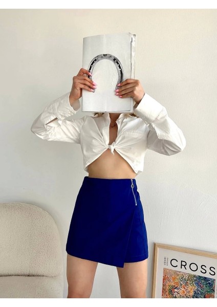 Gabardin Fermuarlı Şort Etek S24906