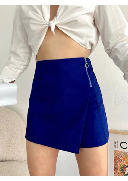 Gabardin Fermuarlı Şort Etek S24906