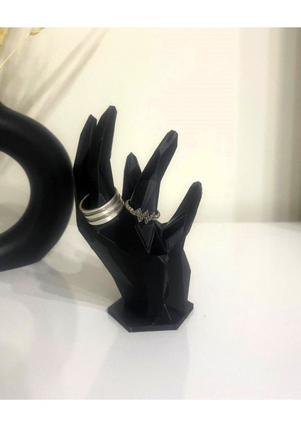 Minimalist Low-Poly El Figürü ve Yüzük Standı
