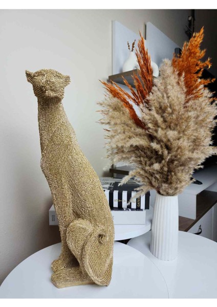 Dekoratif Gold Panter Heykeli