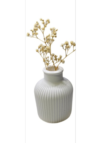 Vazo Tekli Beyaz Bohem Taş Tozu (Alçı Değildir)