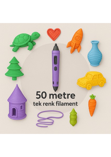 3D Kalem Yazıcı Için 50 Metre Turuncu Renk Pla Filament
