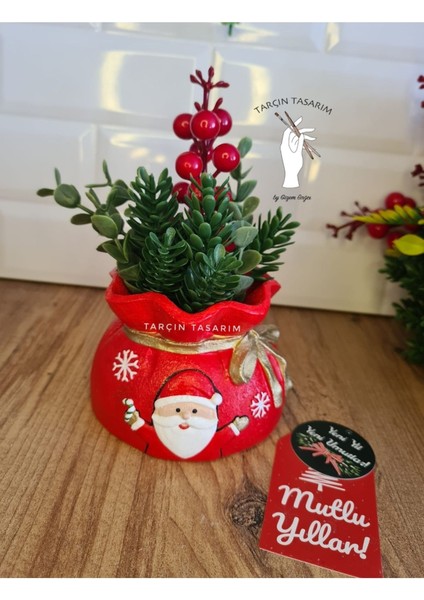 El Yapımı,çam Ağacı,yılbaşı Aranjman Saksı,yılbaşı Hediyesi,yılbaşı SÜSLERI(18 x 10 cm Boyutunda)