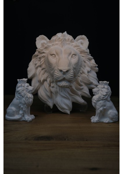 Aslan 3 Lü Biblo / Aslan Heykeli / Aslan Başı