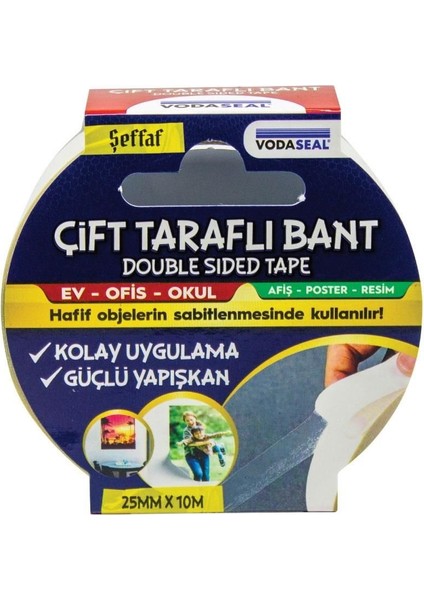 OEM Vodaseal Çift Taraflı Filmik Bant 25 mm 10 Metre