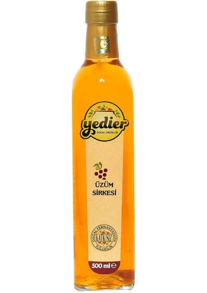 Doğal Fermantasyon Katkısız İçilebilir Üzüm Sirkesi Cam Şişe 500 ml