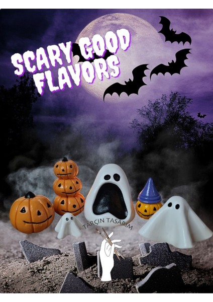 Balkabağı Dekor ,halloween,3 Adet Halloween Hayalet ve 3 Adet Balkabağı Biblo/kabak Dekor