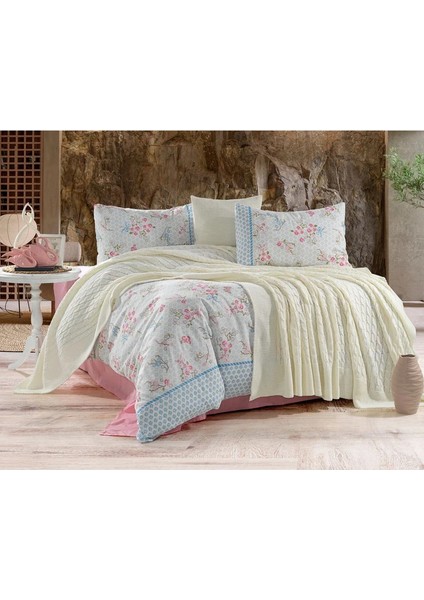 Yeliz Çift Kişilik 57 Tel Nevresim Takımı Triko Battaniyeli 200 x 220 cm