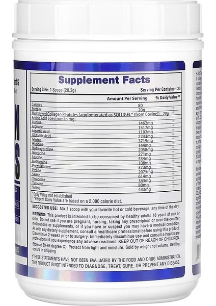 Bovine Collagen Amino Complex 609 Gram
