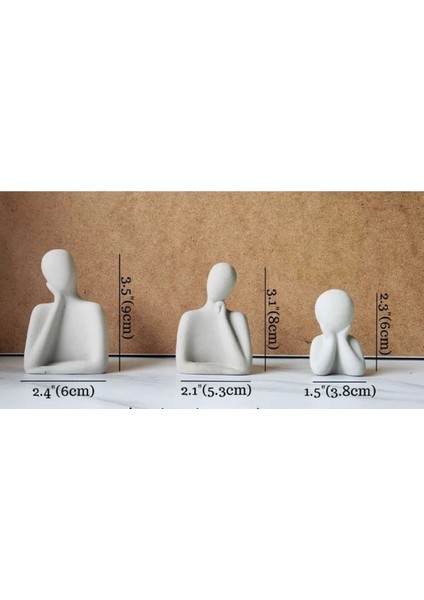 3 Kişilik Beton Heykel Obje Biblo Aile Beton Minimal Obje Biblo Aile