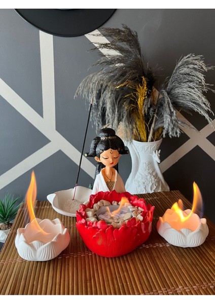 Masa Üstü Şömine + Tütsülük + Mumluk (3d) Japon, Yoga Envanter Patentli Taş Dekorasyon Bioethanol fırsatları