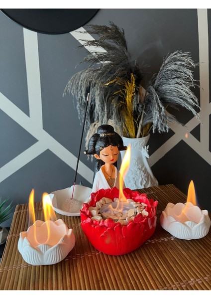 Masa Üstü Şömine + Tütsülük + Mumluk (3d) Japon, Yoga Envanter Patentli Taş Dekorasyon Bioethanol indirimleri