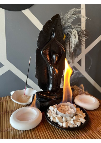 Masa Üstü Şömine + Tütsülük + Mumluk (3d) Buda, Yoga Envanter Patentli Taş Dekorasyon Bioethanol modelleri